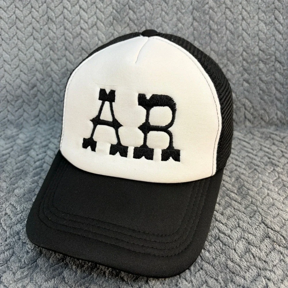 AB Embroidered Trucker Hat Black White Mesh Snapback Cap